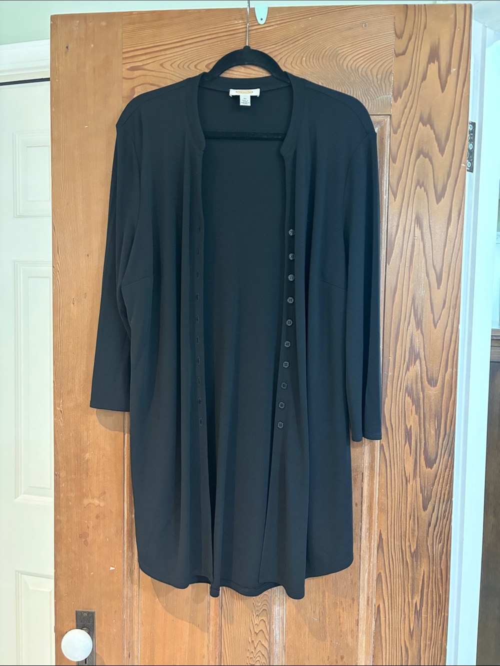 Talbots Black Long Button-Front Jacket Size XL